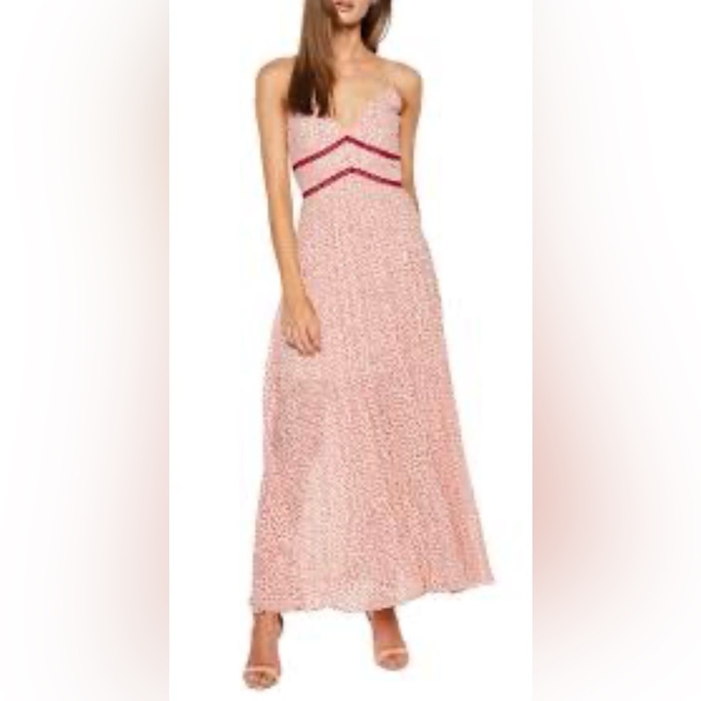 BARDOT Sz 10 Brooke Maxi Pleated Skirt Spaghetti Strap Zipper Closure Dress